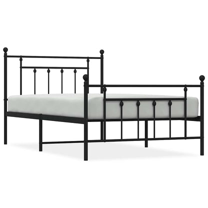Metal Bed Frame without Mattress with Footboard with Headboard & Footboard Black 100 cm 200 cm