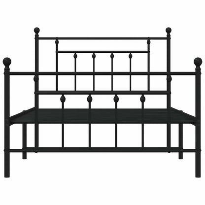Metal Bed Frame without Mattress with Footboard with Headboard & Footboard Black 100 cm 200 cm
