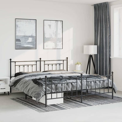 Metal Bed Frame without Mattress with Footboard with Headboard & Footboard Black 183 cm 213 cm