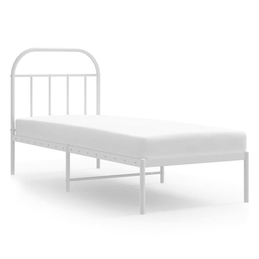 Metal Bed Frame without Mattress with Headboard White 75 cm 190 cm