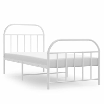 Metal Bed Frame without Mattress with Footboard with Headboard & Footboard White 90 cm 190 cm