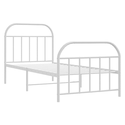 Metal Bed Frame without Mattress with Footboard with Headboard & Footboard White 90 cm 190 cm