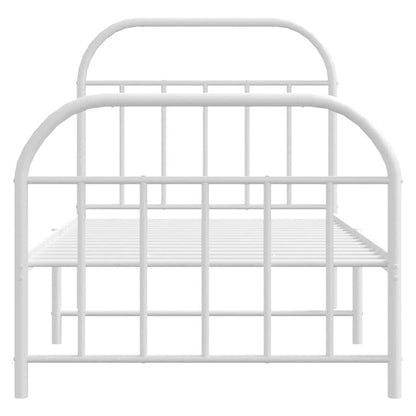 Metal Bed Frame without Mattress with Footboard with Headboard & Footboard White 90 cm 190 cm