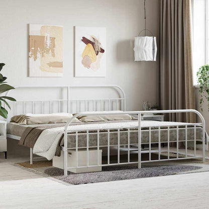 Metal Bed Frame without Mattress with Footboard with Headboard & Footboard White 200 cm 200 cm