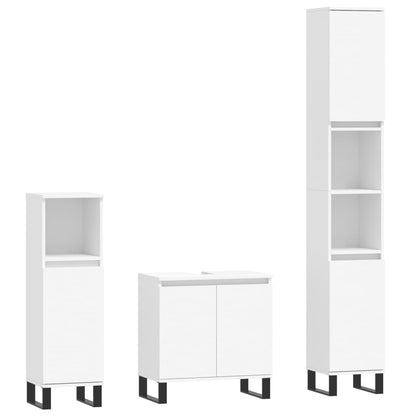 vidaXL 3 Piece Bathroom Cabinet Set White Engineered Wood 2