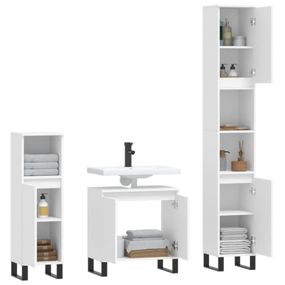 vidaXL 3 Piece Bathroom Cabinet Set White Engineered Wood 4
