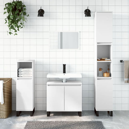 vidaXL 3 Piece Bathroom Cabinet Set White Engineered Wood 1