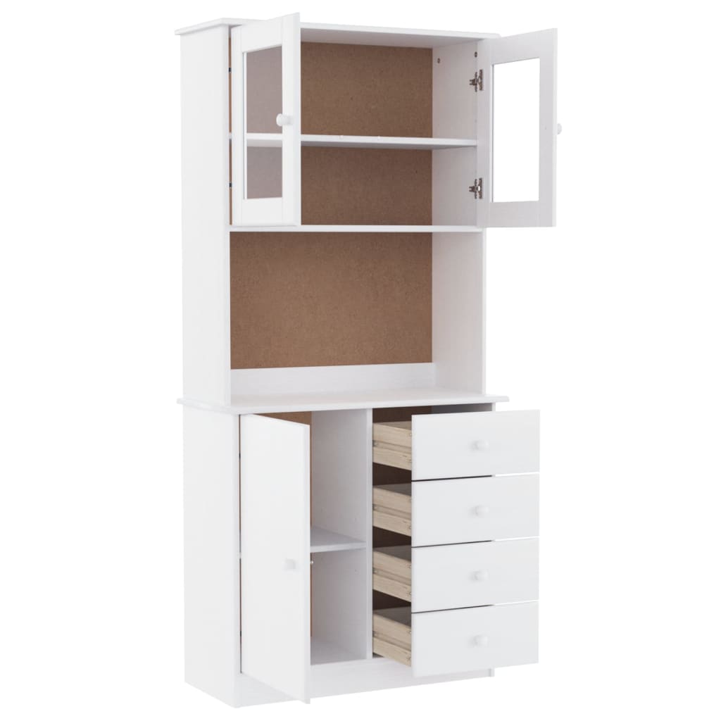 vidaXL Highboard ALTA White 77x35x165 cm Solid Wood Pine 4
