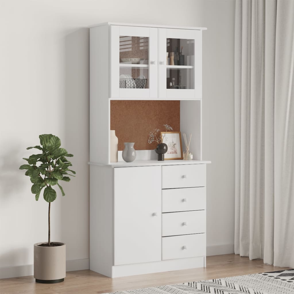 vidaXL Highboard ALTA White 77x35x165 cm Solid Wood Pine 1