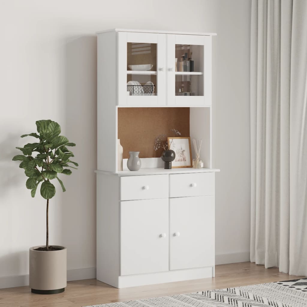 Highboard "ALTA" 77x35x165 cm Solid Wood Pine White
