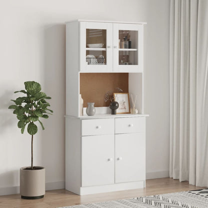 Highboard "ALTA" 77x35x165 cm Solid Wood Pine White