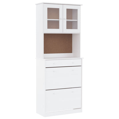 Highboard "ALTA" 77x35x188cm Solid Wood Pine White