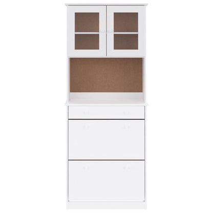 Highboard "ALTA" 77x35x188cm Solid Wood Pine White