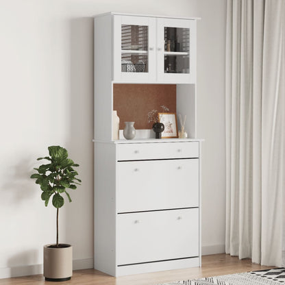 vidaXL Highboard "ALTA" White 77x35x188cm Solid Wood Pine 1
