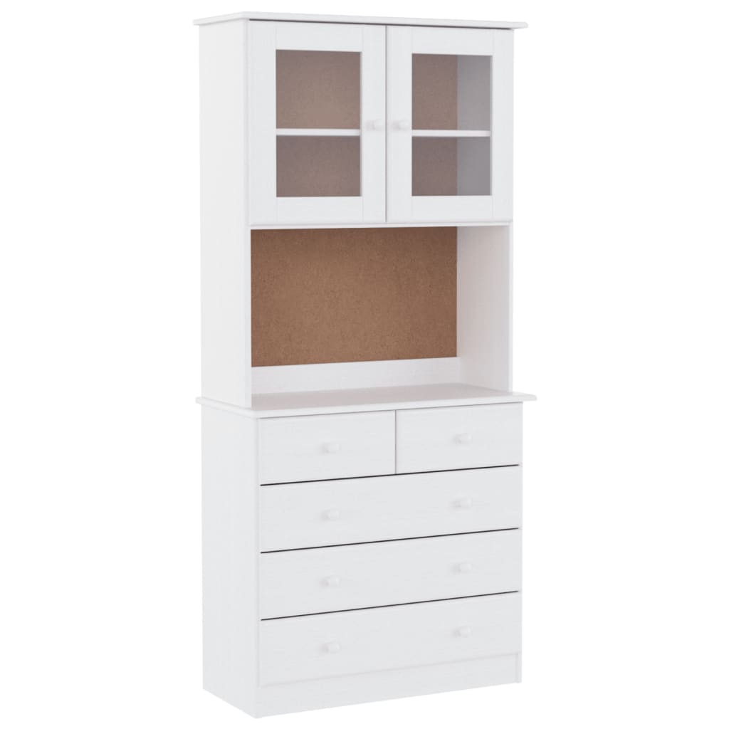 vidaXL Highboard "ALTA" White 77x35x165 cm Solid Wood Pine 2
