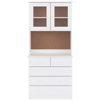 vidaXL Highboard "ALTA" White 77x35x165 cm Solid Wood Pine 3