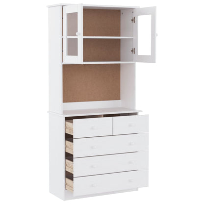 vidaXL Highboard "ALTA" White 77x35x165 cm Solid Wood Pine 4
