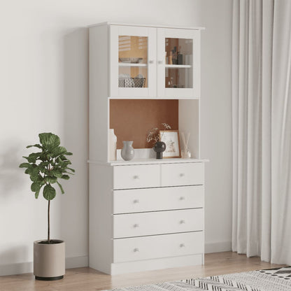 vidaXL Highboard "ALTA" White 77x35x165 cm Solid Wood Pine 1