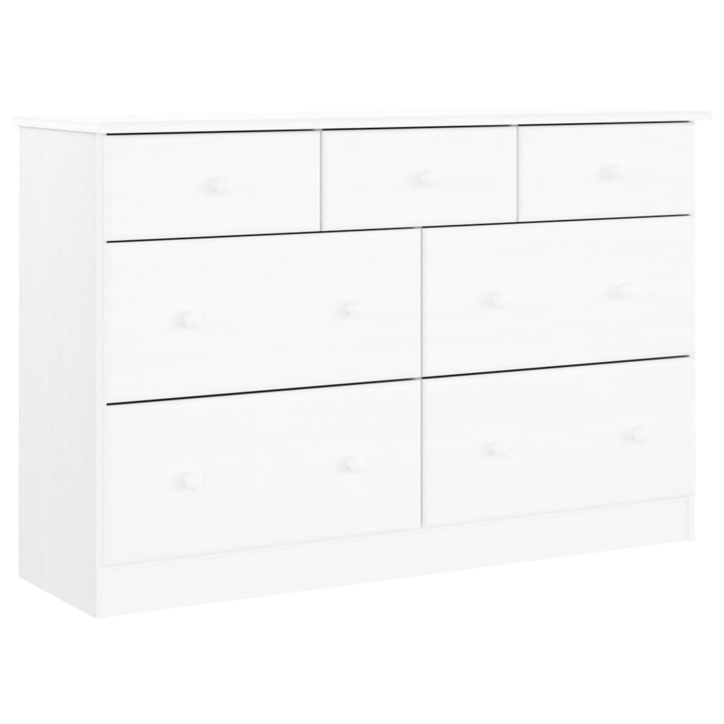 vidaXL Chest of Drawers "ALTA" White 112x35x73 cm Solid Wood Pine 2