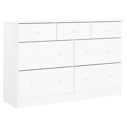 vidaXL Chest of Drawers "ALTA" White 112x35x73 cm Solid Wood Pine 2