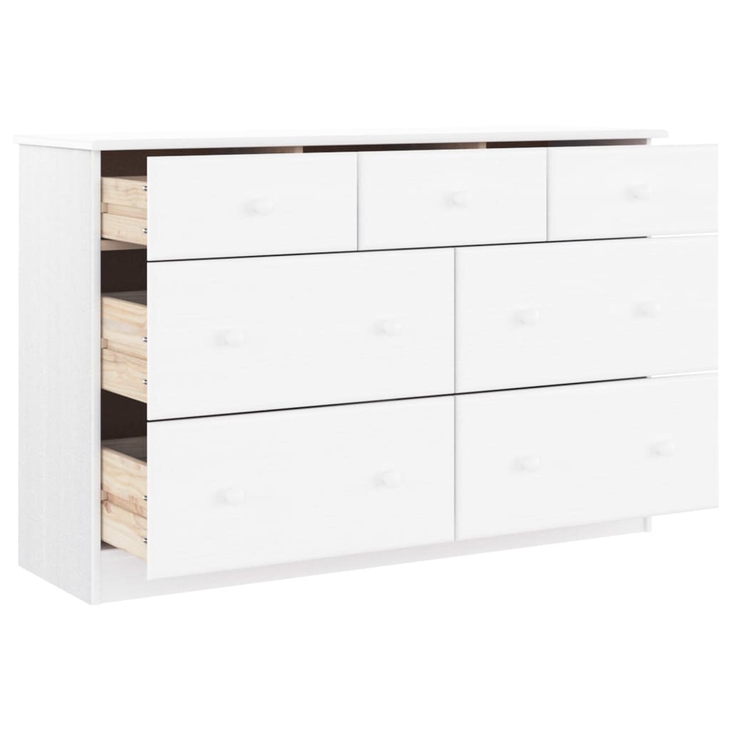 vidaXL Chest of Drawers "ALTA" White 112x35x73 cm Solid Wood Pine 3