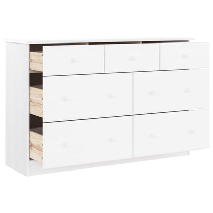 vidaXL Chest of Drawers "ALTA" White 112x35x73 cm Solid Wood Pine 3