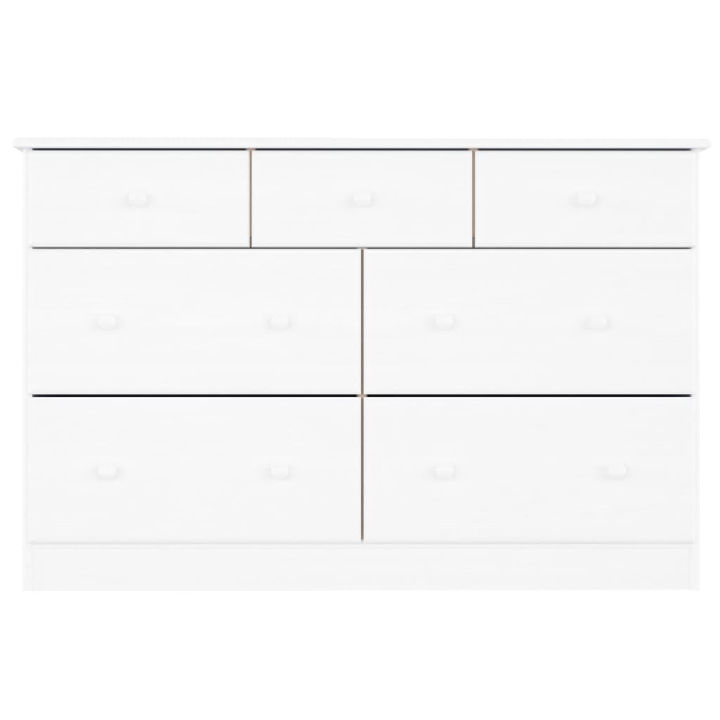 vidaXL Chest of Drawers "ALTA" White 112x35x73 cm Solid Wood Pine 4