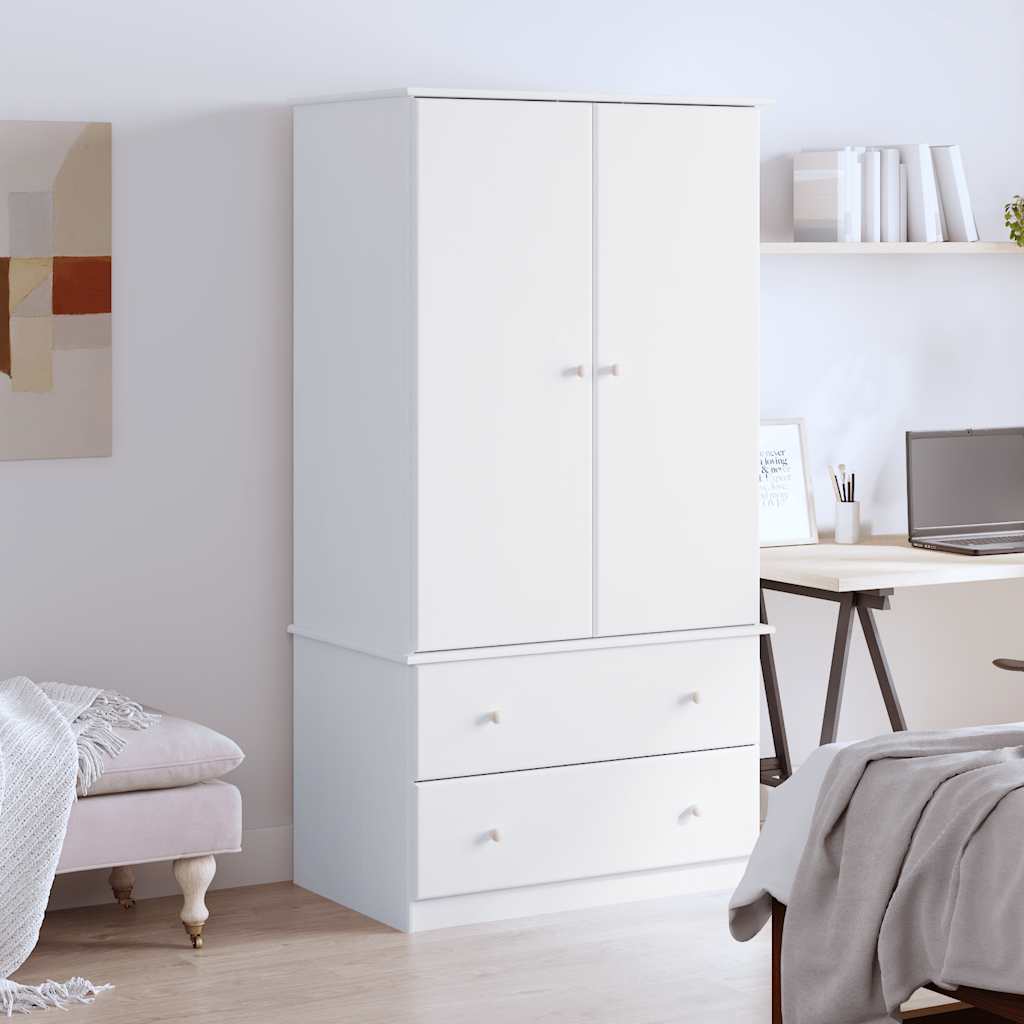 vidaXL Wardrobe "ALTA" White 90x55x170 cm Solid Wood Pine 1