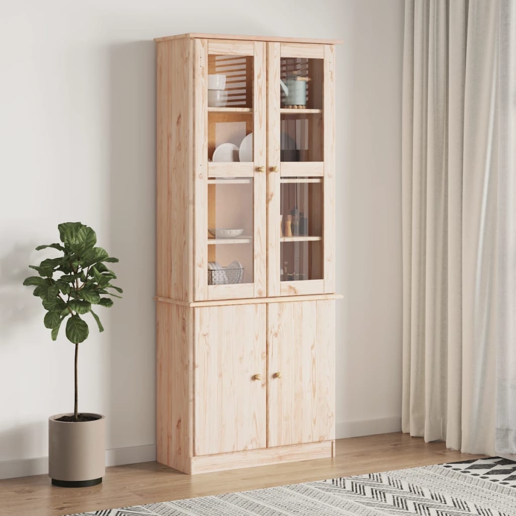 vidaXL Glass Display Cabinet "ALTA" 77x35x186,5 cm Solid Wood Pine 1