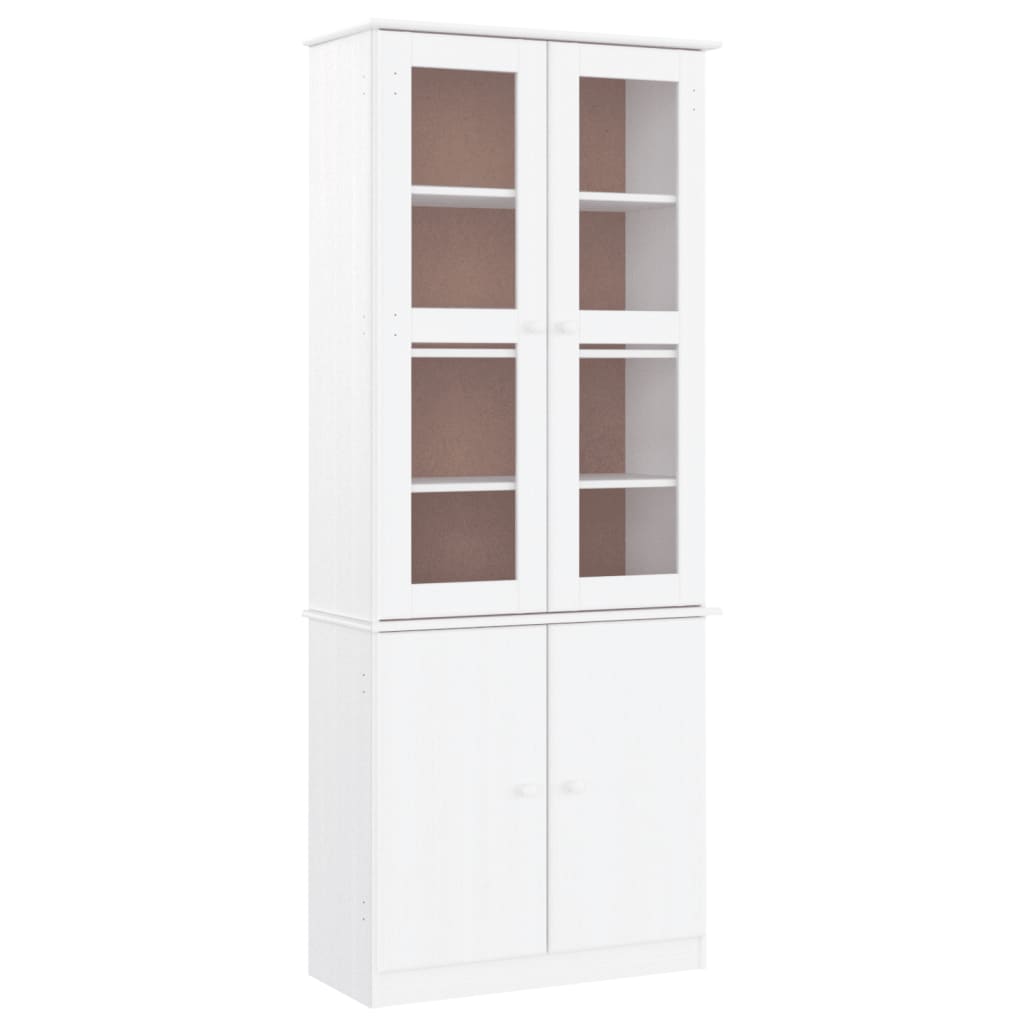vidaXL Glass Display Cabinet "ALTA" White 77x35x186,5 cm Solid Wood Pine 2