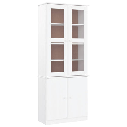 vidaXL Glass Display Cabinet "ALTA" White 77x35x186,5 cm Solid Wood Pine 2