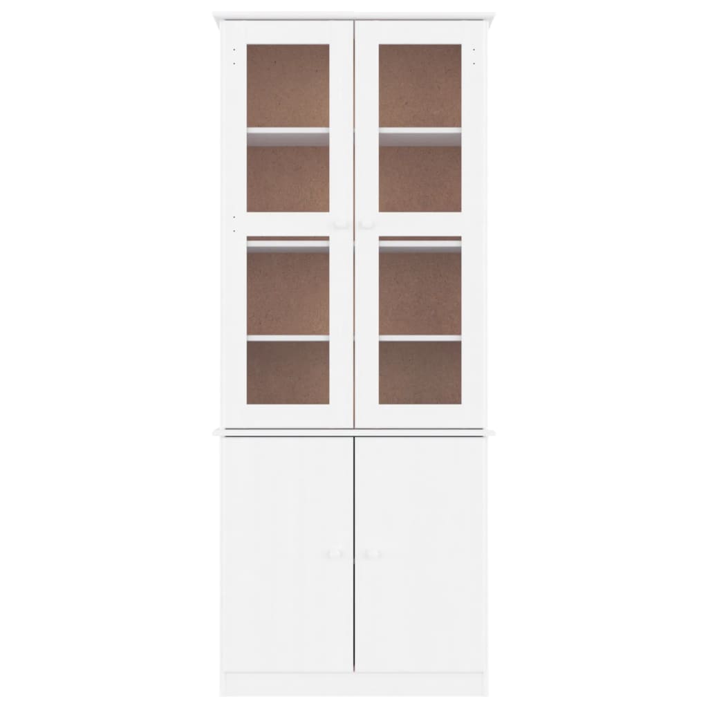 vidaXL Glass Display Cabinet "ALTA" White 77x35x186,5 cm Solid Wood Pine 3