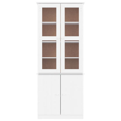 vidaXL Glass Display Cabinet "ALTA" White 77x35x186,5 cm Solid Wood Pine 3