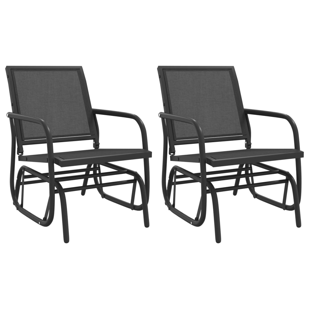 vidaXL 3 Piece Garden Glider Lounge Set Black Textilene and Steel 4