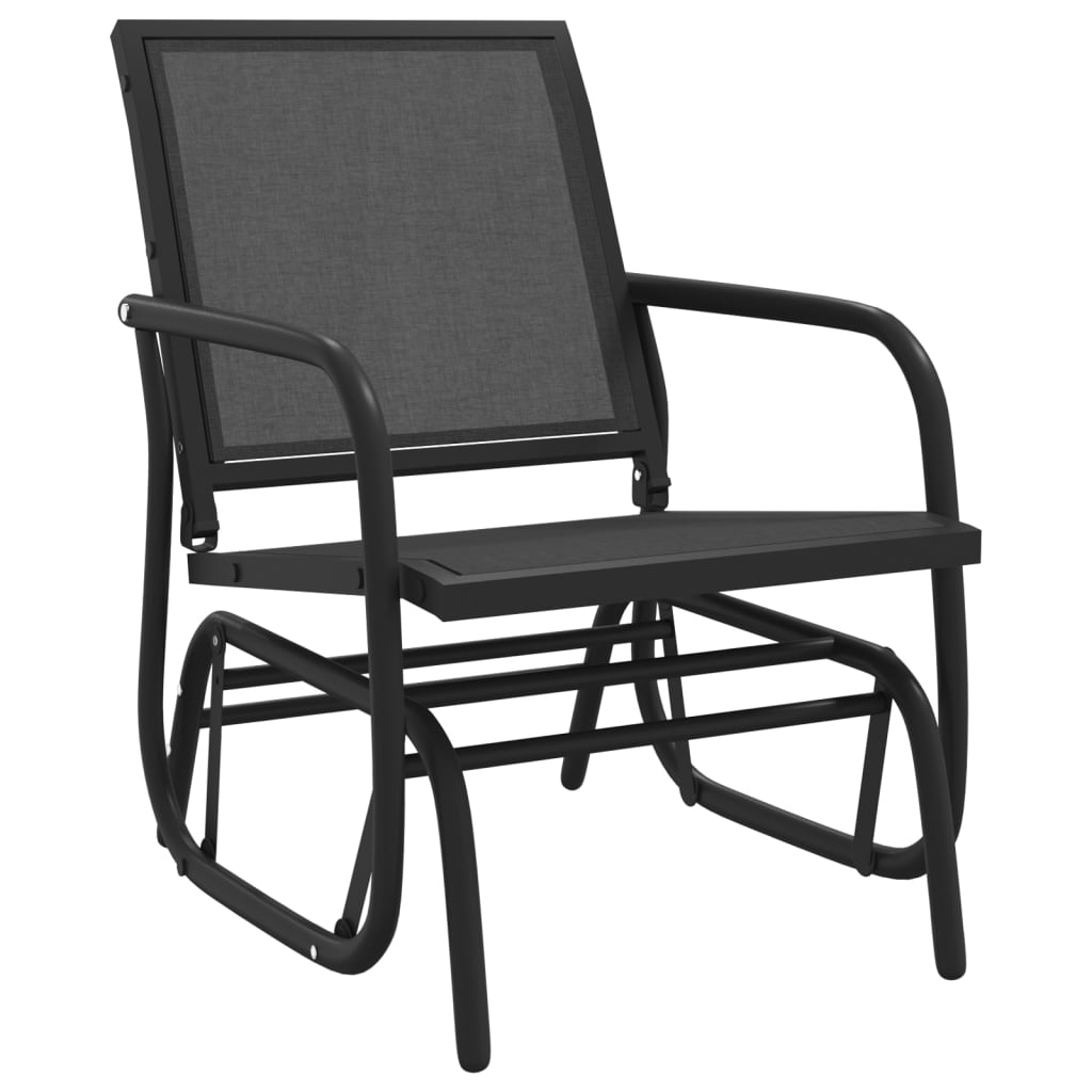 vidaXL 3 Piece Garden Glider Lounge Set Black Textilene and Steel 5