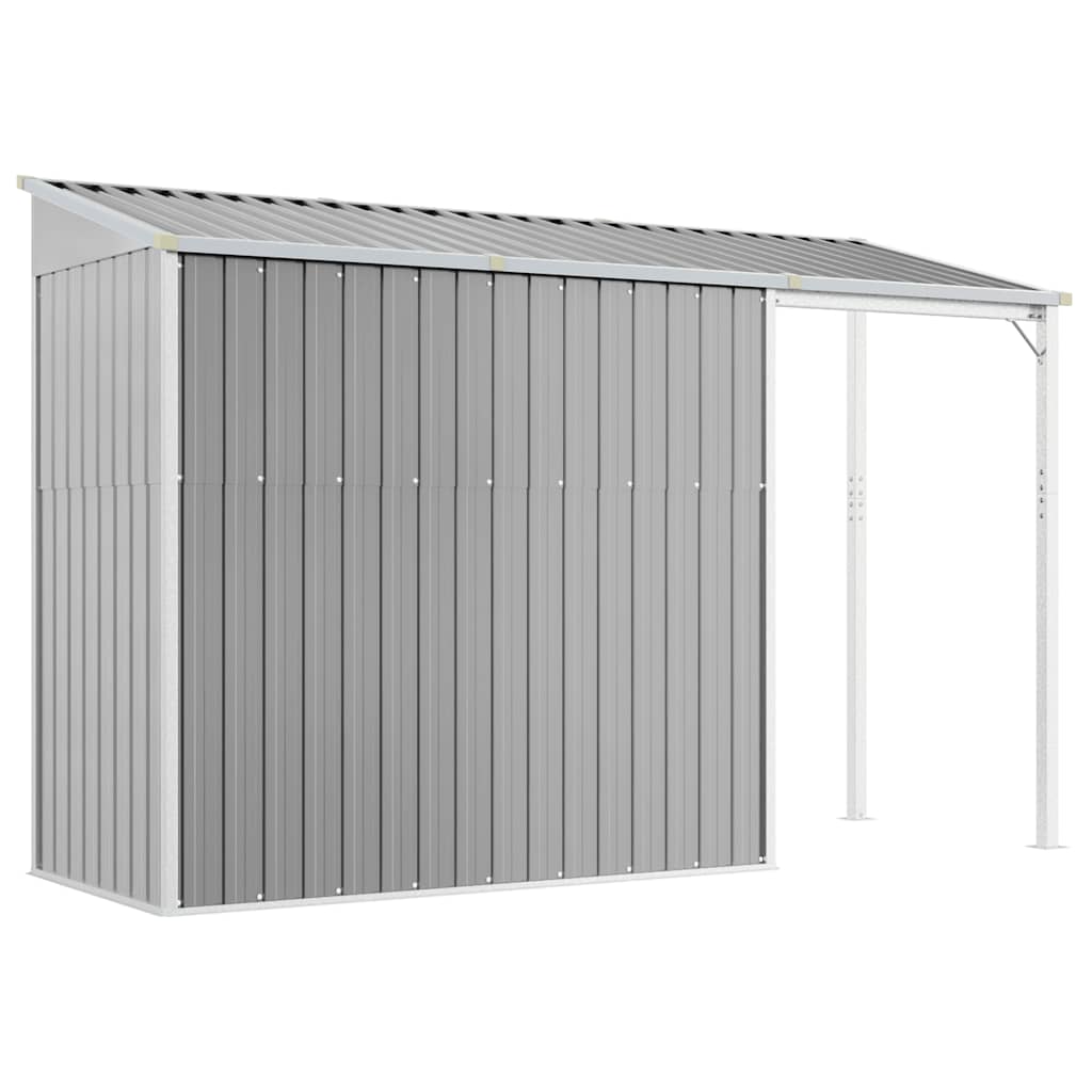 vidaXL Garden Shed with Extended Roof Light Grey 277x107x181 cm Steel 5