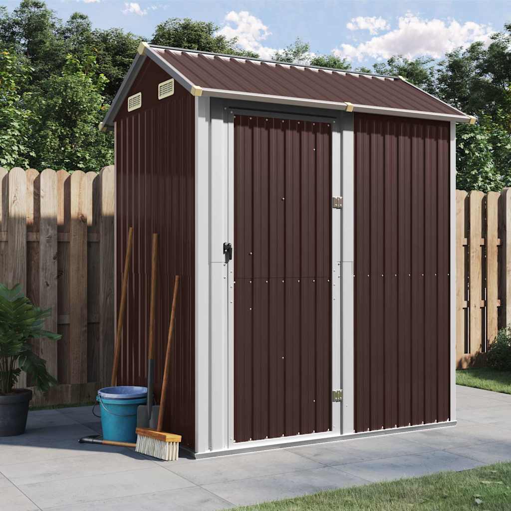 vidaXL Garden Shed Brown 192x152,5x237 cm Galvanised Steel 1