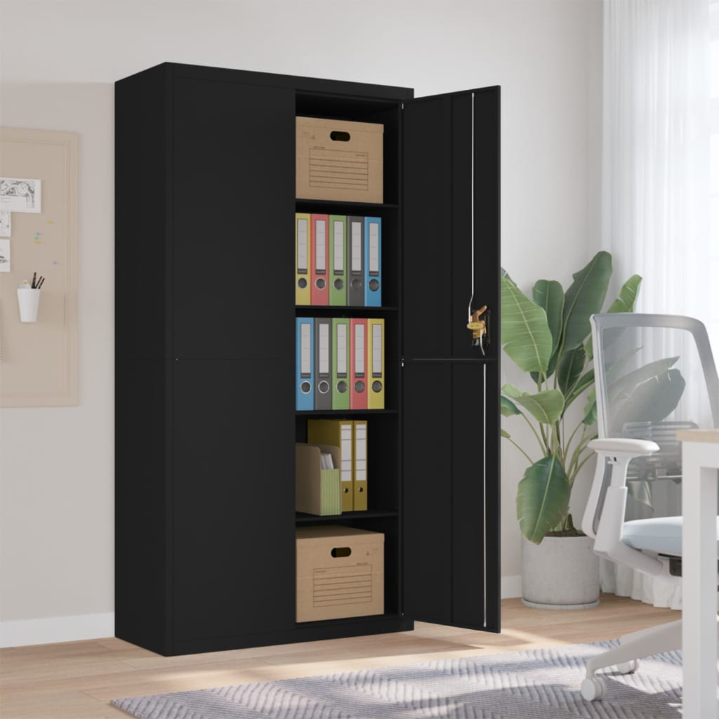 vidaXL File Cabinet Black 90x40x180 cm Steel 1