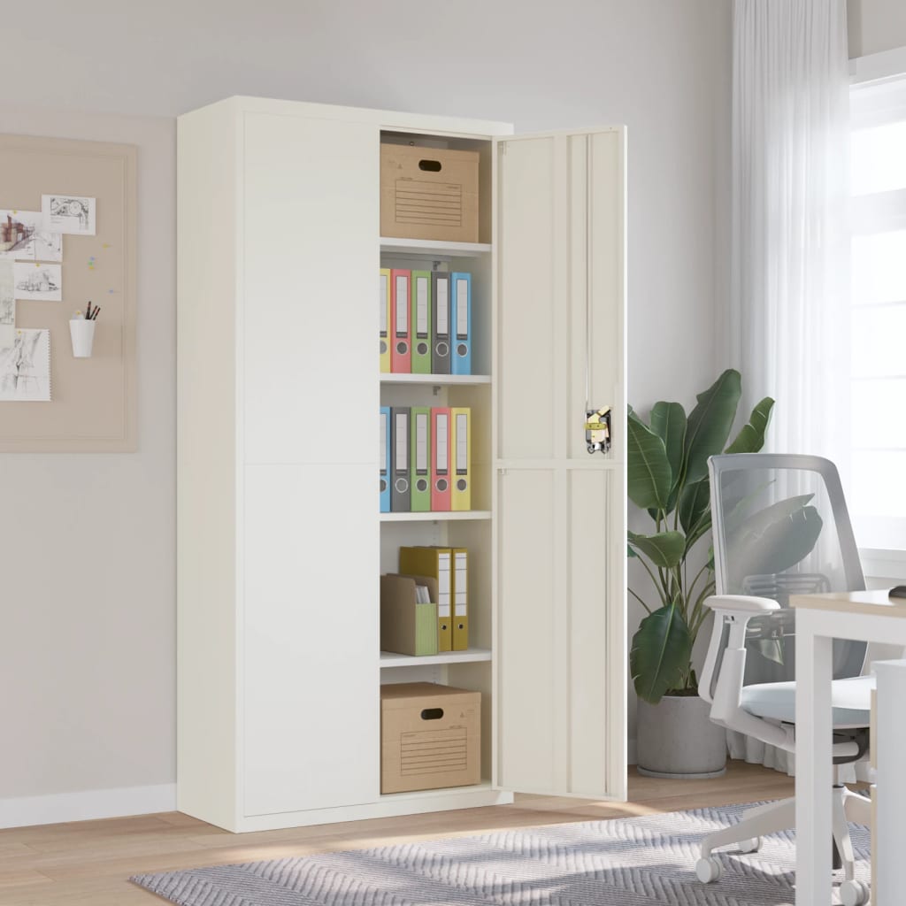 vidaXL File Cabinet White 90x40x200 cm Steel 1