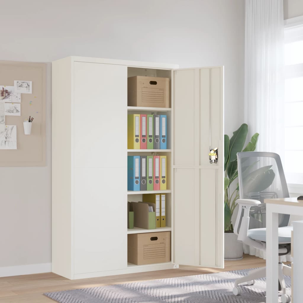 File Cabinet 105x40x180 cm Steel White