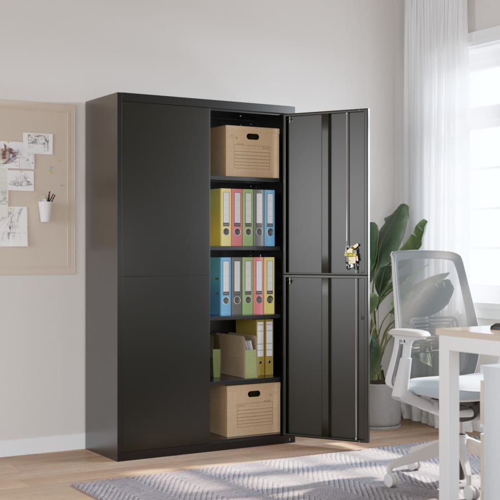 vidaXL File Cabinet Black 105x40x180 cm Steel 1