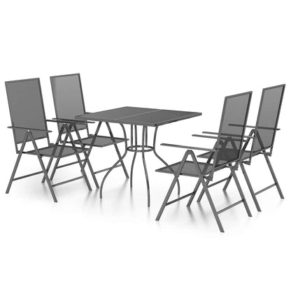 vidaXL 5 Piece Garden Dining Set Anthracite Steel 2
