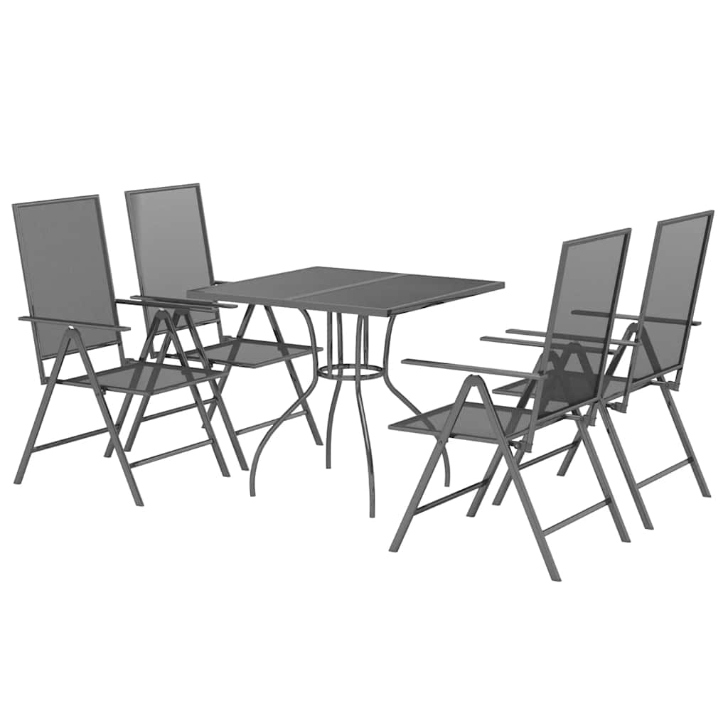 vidaXL 5 Piece Garden Dining Set Anthracite Steel 3