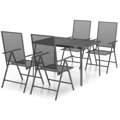 vidaXL 5 Piece Garden Dining Set Anthracite Steel 2