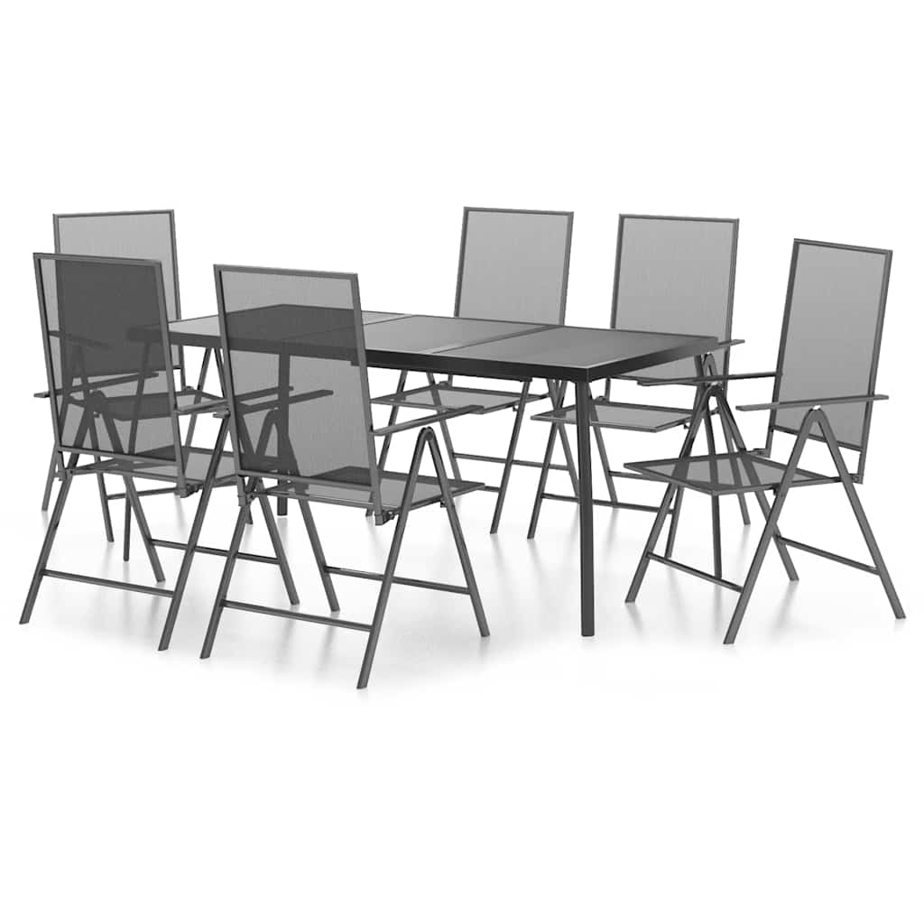 vidaXL 7 Piece Garden Dining Set Anthracite Steel 2