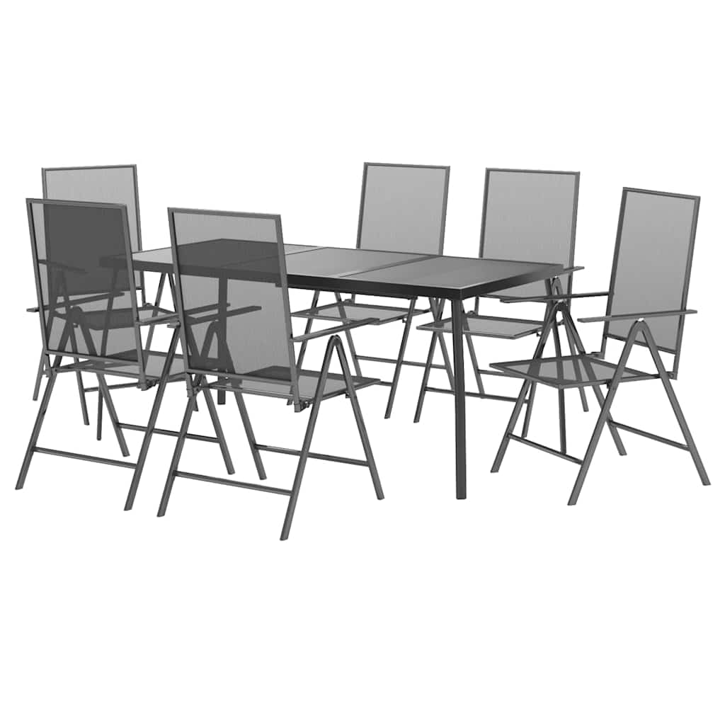 vidaXL 7 Piece Garden Dining Set Anthracite Steel 3
