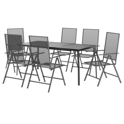 vidaXL 7 Piece Garden Dining Set Anthracite Steel 3