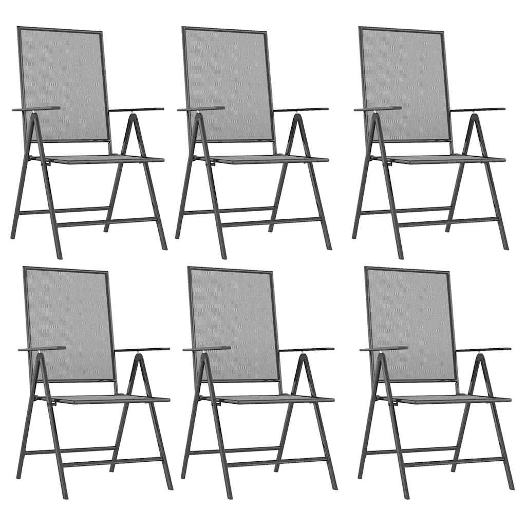 vidaXL 7 Piece Garden Dining Set Anthracite Steel 4