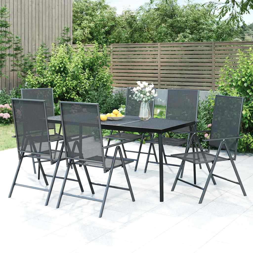 vidaXL 7 Piece Garden Dining Set Anthracite Steel 1