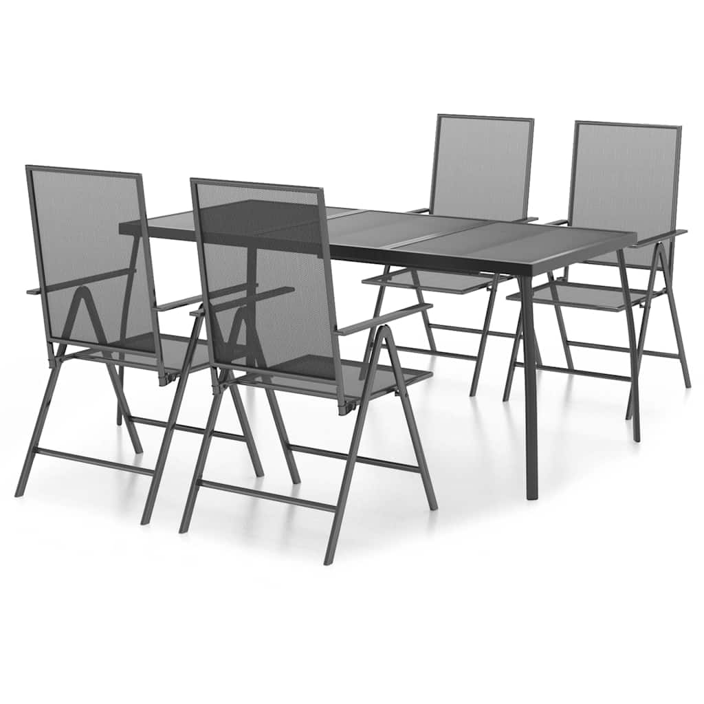 5 Piece Garden Dining Set Anthracite Steel 165 cm table length 4